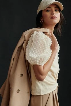Top 10 😍 Maeve Woven Puff-Sleeve Top IVORY 😍