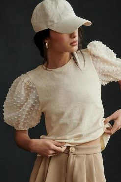 Top 10 😍 Maeve Woven Puff-Sleeve Top IVORY 😍 -Pilcro shop unnamed file 454