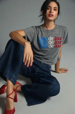 Discount 🌟 MOTHER The Grab Bag Crop Tee GREY 👍