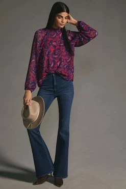 Buy 👍 Maeve Sheer Tunic Blouse RED MOTIF 😉 -Pilcro shop unnamed file 470