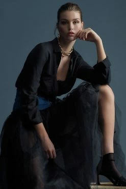 New ⭐ Bella Dahl Del Mar Buttondown BLACK 🌟