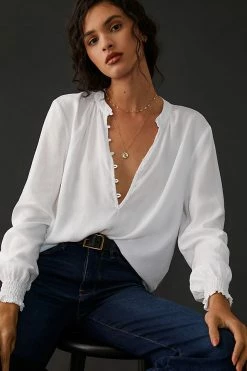 Top 10 😉 Cloth & Stone Henley 👕 Shirt WHITE ❤️