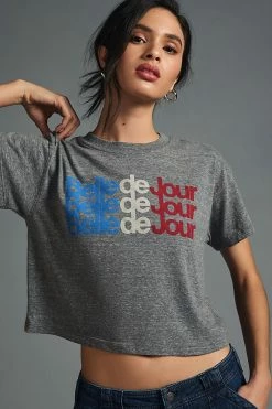 Discount 🌟 MOTHER The Grab Bag Crop Tee GREY 👍 -Pilcro shop unnamed file 48