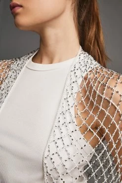 Budget 😀 By Anthropologie Embellished Scarf SILVER 🎁 -Pilcro shop unnamed file 483