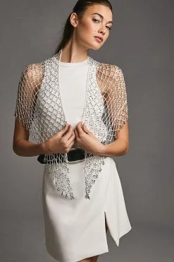 Budget 😀 By Anthropologie Embellished Scarf SILVER 🎁 -Pilcro shop unnamed file 484