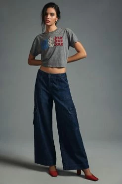 Discount 🌟 MOTHER The Grab Bag Crop Tee GREY 👍 -Pilcro shop unnamed file 49