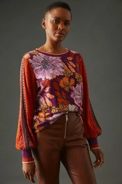 Best reviews of 👍 Bl-nk Contrast Eyelet Pullover PURPLE MOTIF ⭐ -Pilcro shop unnamed file 493