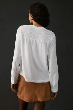 Best Sale 😍 Cloth & Stone Smocked Blouse WHITE ❤️ -Pilcro shop unnamed file 502