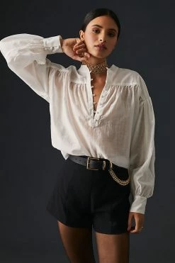 Deals 💯 Sunday In Brooklyn Henley Blouse WHITE 🥰