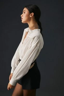 Deals ???? Sunday In Brooklyn Henley Blouse WHITE ???? -Pilcro shop unnamed file 524