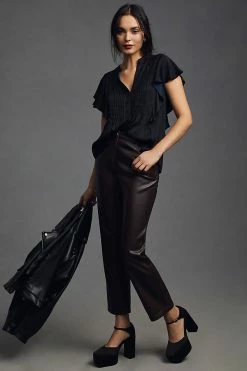 Cheap 💯 By Anthropologie Ruffled Pintucked Blouse BLACK ✔️ -Pilcro shop unnamed file 533