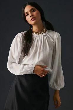 Deals 🎁 Bella Dahl Cassia Shirred Blouse WHITE 😉 -Pilcro shop unnamed file 554
