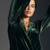 Best Sale 🔔 By Anthropologie Velvet Wrap Blouse GREEN 😀