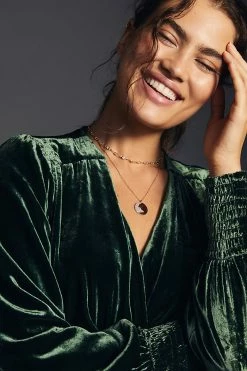 Best Sale 🔔 By Anthropologie Velvet Wrap Blouse GREEN 😀 -Pilcro shop unnamed file 560