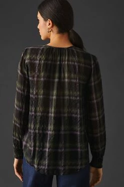 Best reviews of 👍 Cloth & Stone Tie-Neck Pullover Blouse GREEN MOTIF 🎁 -Pilcro shop unnamed file 571