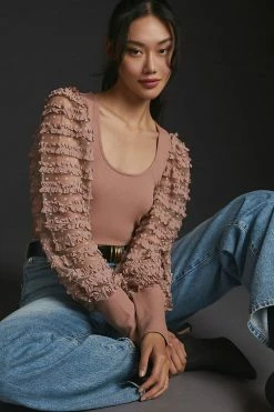 Hot Sale ???? Dolan Left Coast DOLAN Ruffle-Sleeve Top MAUVE ????