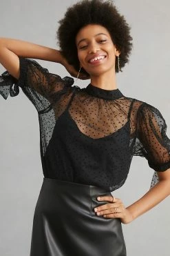 Budget 😍 By Anthropologie Sheer Tulle Blouse BLACK 🔔