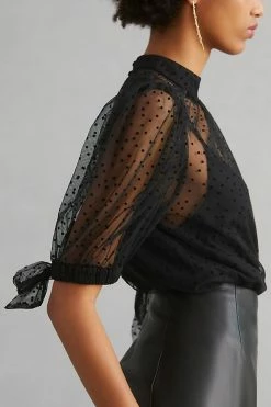 Budget 😍 By Anthropologie Sheer Tulle Blouse BLACK 🔔 -Pilcro shop unnamed file 596