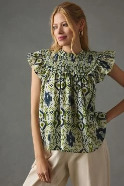 Hot Sale ✨ The Odells Rhia Top GREEN MOTIF ???? -Pilcro shop unnamed file 610