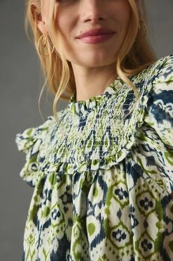 Hot Sale ✨ The Odells Rhia Top GREEN MOTIF ???? -Pilcro shop unnamed file 611