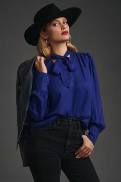 Buy 👏 Bella Dahl Tie-Neck Blouse DARK BLUE 🔔