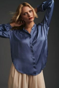 Cheap ⌛ Bella Dahl Smocked Satin Blouse SKY 🔔