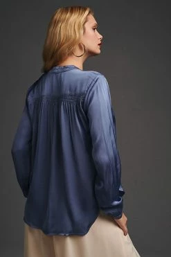 Cheap ⌛ Bella Dahl Smocked Satin Blouse SKY 🔔 -Pilcro shop unnamed file 655