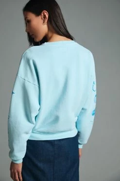 Outlet 🔥 MOTHER The Drop Square Sweatshirt BLUE ✔️ -Pilcro shop unnamed file 66