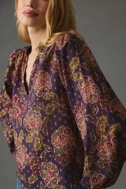 Budget 😍 The Odells Maria Top PURPLE MOTIF 🌟 -Pilcro shop unnamed file 668