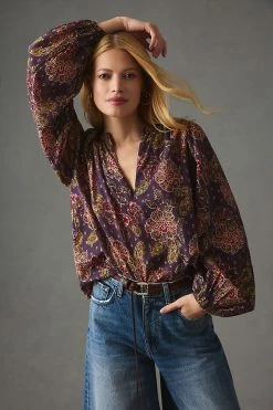 Budget 😍 The Odells Maria Top PURPLE MOTIF 🌟 -Pilcro shop unnamed file 669