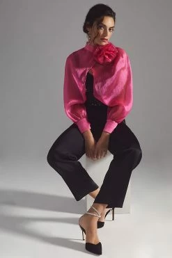 Promo 😉 By Anthropologie Rosette Tulle Sleeves PINK 🎉 -Pilcro shop unnamed file 678