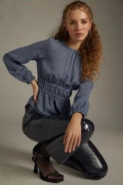 New 🤩 Bella Dahl Smocked Blouse BLUE ✨