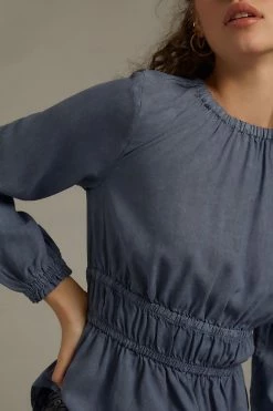 New ???? Bella Dahl Smocked Blouse BLUE ✨ -Pilcro shop unnamed file 683