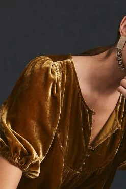 Top 10 🧨 By Anthropologie Velvet Henley Blouse MOSS ⌛ -Pilcro shop unnamed file 686