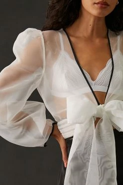 New 🌟 Maeve Sheer Bow-Front Top BLACK & WHITE 🧨 -Pilcro shop unnamed file 709