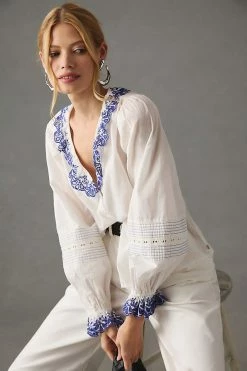 Promo ⭐ Scotch & Soda Embroidered ???? Shirt WHITE ???? -Pilcro shop unnamed file 714