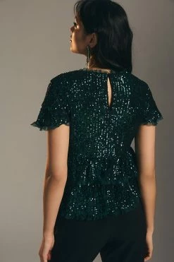 Outlet ???? Endless Rose Tiered Sequin Top GREEN ???? -Pilcro shop unnamed file 723