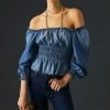 Best Pirce ???? Bella Dahl Smocked Off-The-Shoulder Top BLUE ????