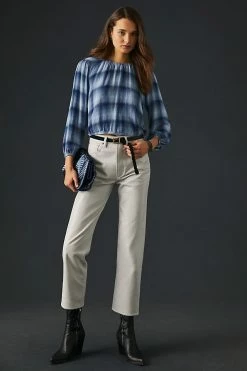 Best Pirce 🔥 Bella Dahl Gathered Blouse BLUE MOTIF 🌟 -Pilcro shop unnamed file 748