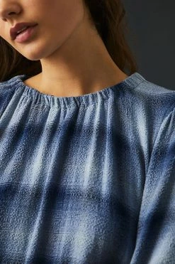 Best Pirce 🔥 Bella Dahl Gathered Blouse BLUE MOTIF 🌟 -Pilcro shop unnamed file 749