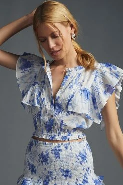 Brand new 🎁 LoveShackFancy Nora Blouse BLUE MOTIF 😍