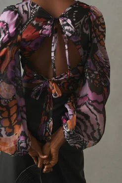 New ???? Hutch Hart Open-Back Top PURPLE MOTIF ???? -Pilcro shop unnamed file 766