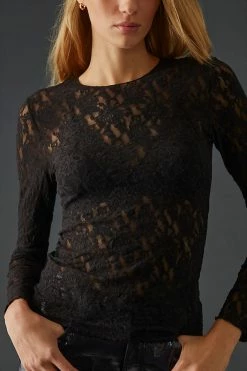 Outlet 👏 Hanky Panky Signature Lace Long-Sleeve Top BLACK 🔥 -Pilcro shop unnamed file 801