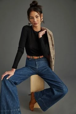 Best Pirce ✨ Pilcro Sheer Layering Top BLACK 👏