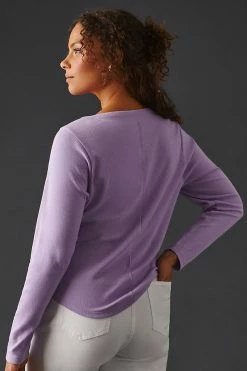 New 👏 Pilcro Ribbed Henley Top LAVENDER 🛒 -Pilcro shop unnamed file 828