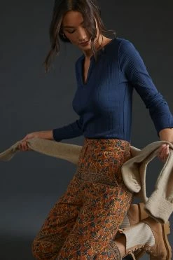 Best Pirce 🌟 Maeve Split-Neck Top NAVY 👏