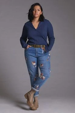 Best Pirce 🌟 Maeve Split-Neck Top NAVY 👏 -Pilcro shop unnamed file 855