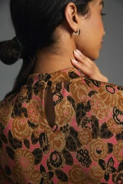 Deals 😉 Maeve Mock-Neck Jacquard Top BROWN MOTIF 💯 -Pilcro shop unnamed file 858