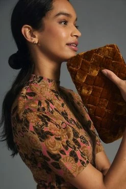 Deals 😉 Maeve Mock-Neck Jacquard Top BROWN MOTIF 💯 -Pilcro shop unnamed file 859