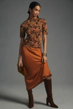 Deals 😉 Maeve Mock-Neck Jacquard Top BROWN MOTIF 💯 -Pilcro shop unnamed file 860